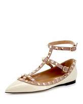 Thumbnail for your product : Valentino Garavani Rockstud Patent Caged Ballerina Flat, Ivory/Poudre