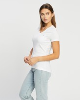 Thumbnail for your product : Tommy Hilfiger Women's White Printed T-Shirts - Heritage V-Neck Tee - Size L at The Iconic
