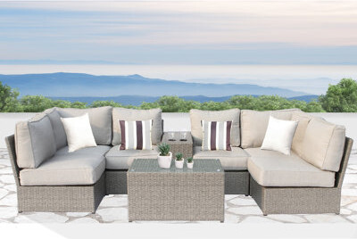 Rosecliff Heights Winsford Fully Assembled 4 - Person Seating Group with Cushions |Pre-Built Outdoor Sofa
