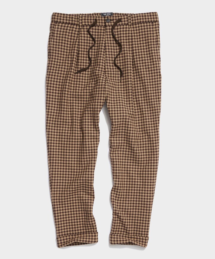 Todd Snyder Italian Wool Seersucker Madison Drawstring Suit Pant in Brown  Gingham - ShopStyle