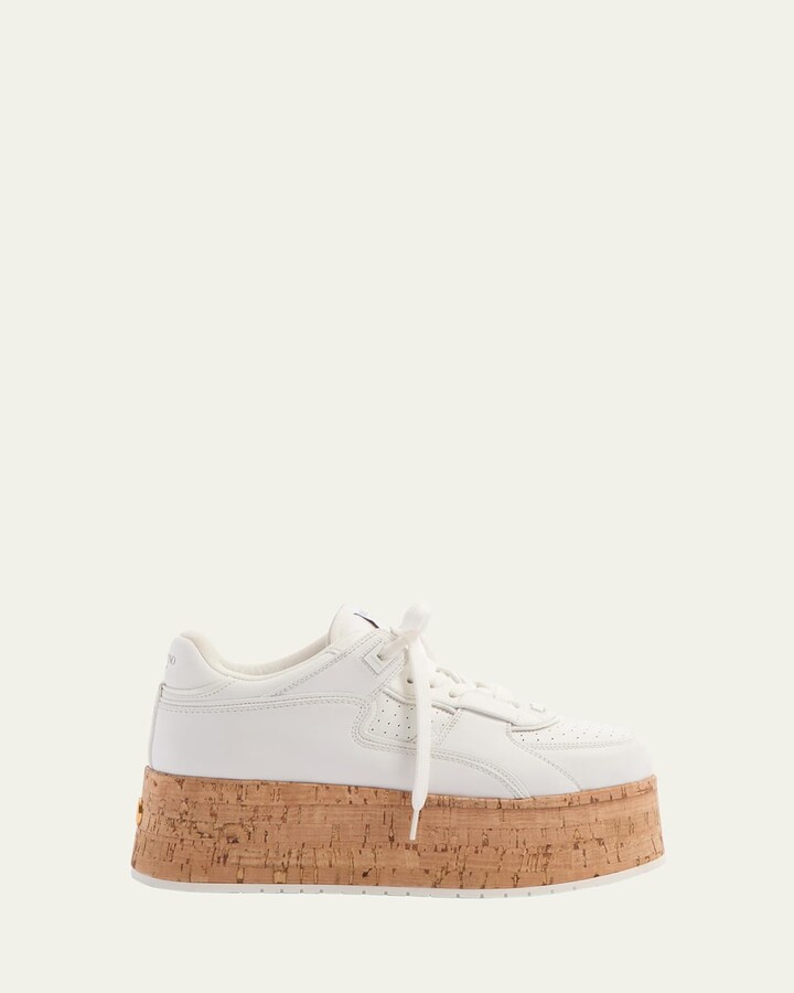 Valentino Garavani Leather Cork Platform Sneakers