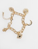 Thumbnail for your product : ASOS DESIGN charm bracelet with celestial charms in gold tone
