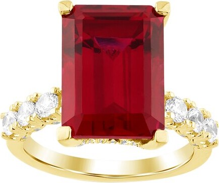 Brilliant Bloom 14K 4.80 Ct. Tw. Lab-Grown Diamond & Ruby Bridal Ring