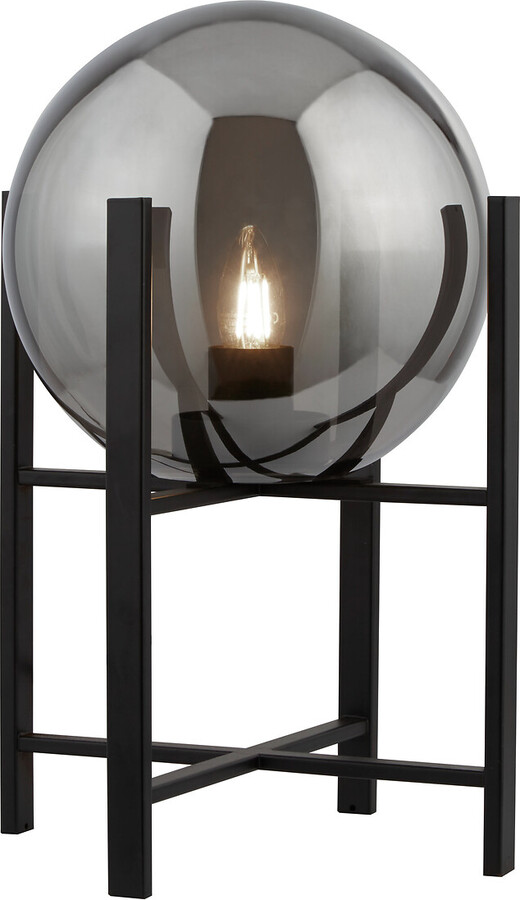 So'home Black Metal And Smoked Glass Globe Table Light And Stand