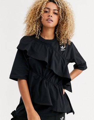 adidas x J KOO trefoil ruffle t-shirt in black - ShopStyle Activewear Tops