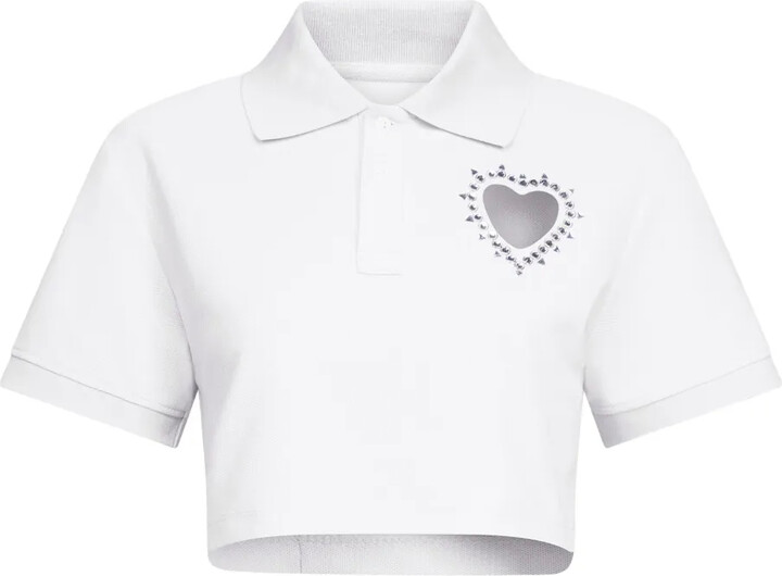 Area Crystal-Embellished Cropped Polo