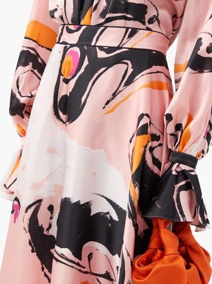 Roksanda Colvin Abstract-print Silk-satin Skirt - Pink Multi