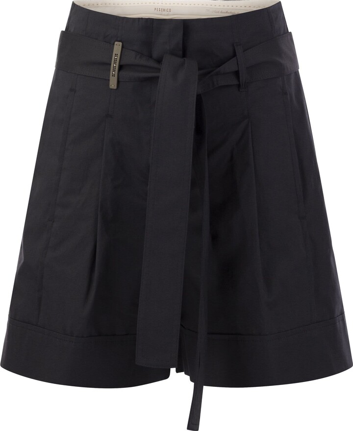 Peserico Short With Pleats And Stretch Cotton
