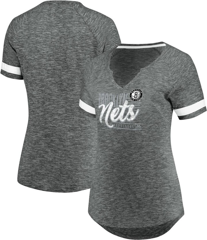 Concepts Sport Women's White Brooklyn Nets Sunray Notch Neck Long