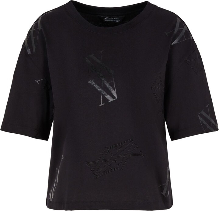 Armani Exchange monogram-pattern T-shirt ShopStyle