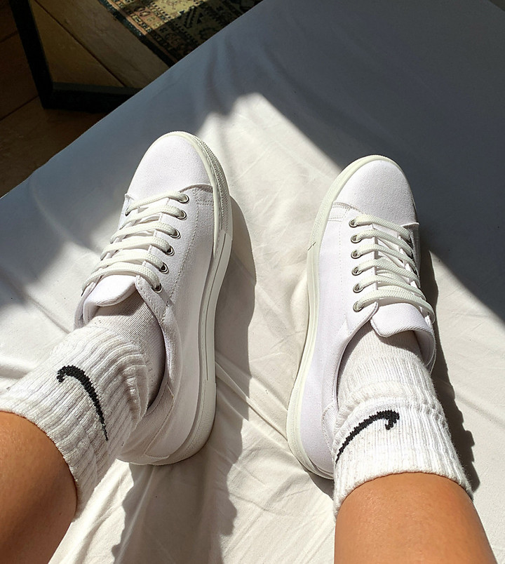 ASOS DESIGN Wide Fit Day Time chunky flatform lace up sneakers in white -  ShopStyle