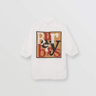 Burberry Childrens Logo and Archive Scarf Print Cotton Shirt Dress