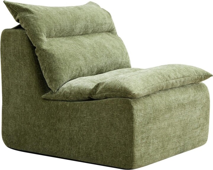 Streamdale FurnitureAccent Armless Floor Chair: Single Sofa Lounger with Backrest (Green)