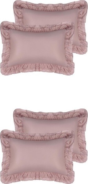 Unique Bargains UniqueBargainsBeddingTripleRuffleEnvelopeClosurePillowcasesCover4PcsPinkQueen(20\