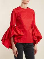 Thumbnail for your product : Marques Almeida Oyster Bell-sleeve Cotton Top - Womens - Red