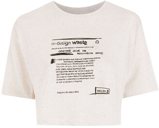 OSKLEN Redesign Waste Eco-print cropped T-shirt