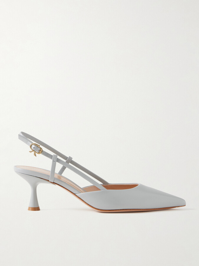 Gianvito Rossi Ascent 55 Leather Slingback Pumps - Gray