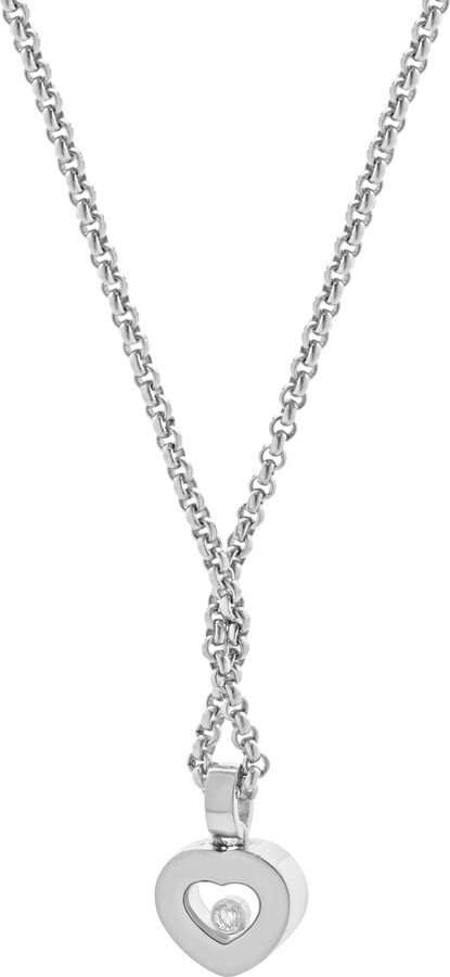 Chopard 18 Karat White Gold Happy Diamond Heart Necklace