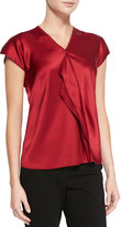 Thumbnail for your product : Lafayette 148 New York Silk Ruffle-Front Blouse, Snapdragon