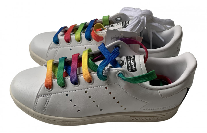 white leather adidas trainers