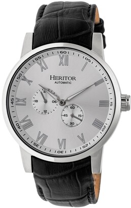 Heritor Automatic Romulus Silver Leather Watches 44mm