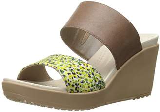 Crocs Women's Leigh II 2 Strap Graphic Wedge Sandal