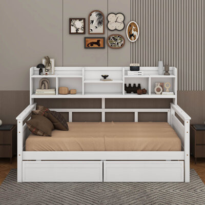 Daybed With Bedside Shelves And Drawers