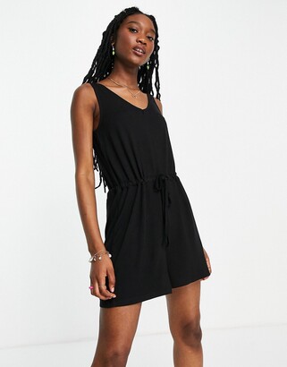 Pieces jersey playsuit in black - ShopStyle Jumpsuits & Rompers