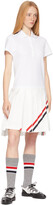 Thumbnail for your product : Thom Browne White Diagonal Stripe Pleated Polo Dress