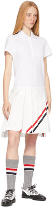 Thom Browne White Diagonal Stripe Pleated Polo Dress
