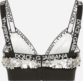 Thumbnail for your product : Dolce & Gabbana Sequined triangle bra with branded elastic