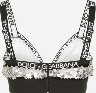 Dolce & Gabbana Sequined triangle bra with branded elastic