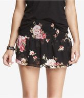 Thumbnail for your product : Express Rose Print Smocked Waist Skort