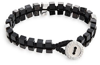 Tateossian Black Agate Double-Cube Macramé Button Bracelet