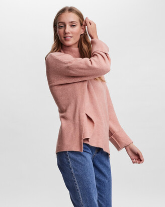 Vero Moda Women's Pink Jumpers - Wind Long Sleeve Knit