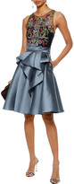 Thumbnail for your product : Marchesa Notte Notte Embellished Tulle-paneled Pleated Duchesse-satin Dress