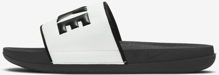 nike slides black and white