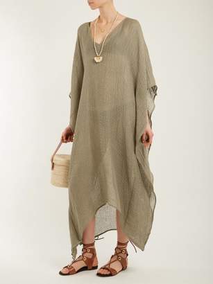 Su Paris - Jilaci Wide V Neck Linen Blend Dress - Womens - Khaki