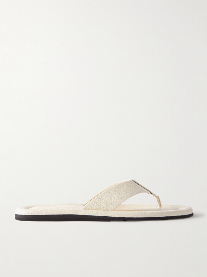 Proenza Schouler Cooper Textured-leather Flip Flops - Cream