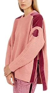 Moncler 2 1952 Women's Velvet-Appliquéd Wool-Cashmere Sweater - Pink
