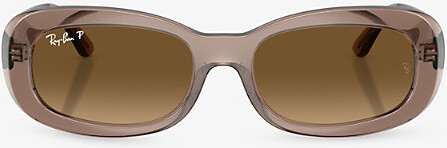 Ray-Ban Womens Cream Rb2221 Oval-Frame Acetate Sunglasses