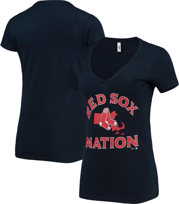Women's G-III 4Her by Carl Banks Red Boston Sox Heart V-Neck Fitted T-Shirt Size: Small