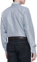 Thumbnail for your product : Ermenegildo Zegna Cotton/Silk Striped Button-Down Shirt, Brown