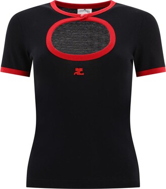 Tシャツ・カットソー Courreges Courreges Circle Contrast LS T-shirt Courrèges Circle Contrast Tee Clothing In Black | ModeSens