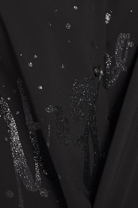 MM6 MAISON MARGIELA Layered Glittered Wool-crepe Ad Satin Midi Dress