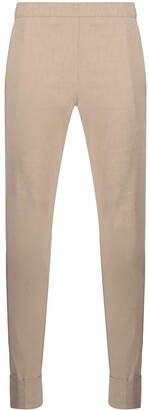 D-Exterior Turn-Up Hem Slim-Cut Trousers
