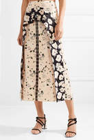 Thumbnail for your product : Proenza Schouler Layered Floral-print Satin-crepe Midi Skirt - Off-white