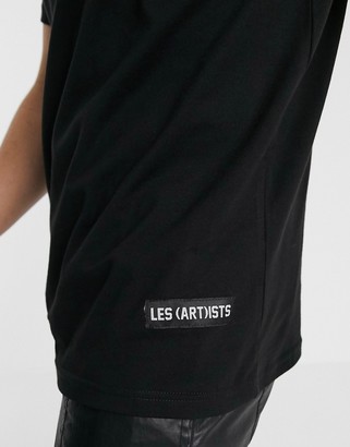 Les (Art)ists Kanye 77 fluro football t-shirt in black