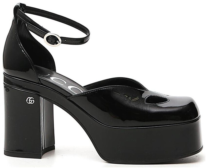 platform pumps with ankle strap