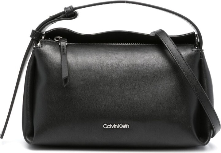 Calvin Klein Anya Logo Leather Crossbody Bag in Brown